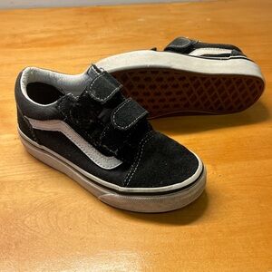 Vans Kids Black and White Velcro Sneakers